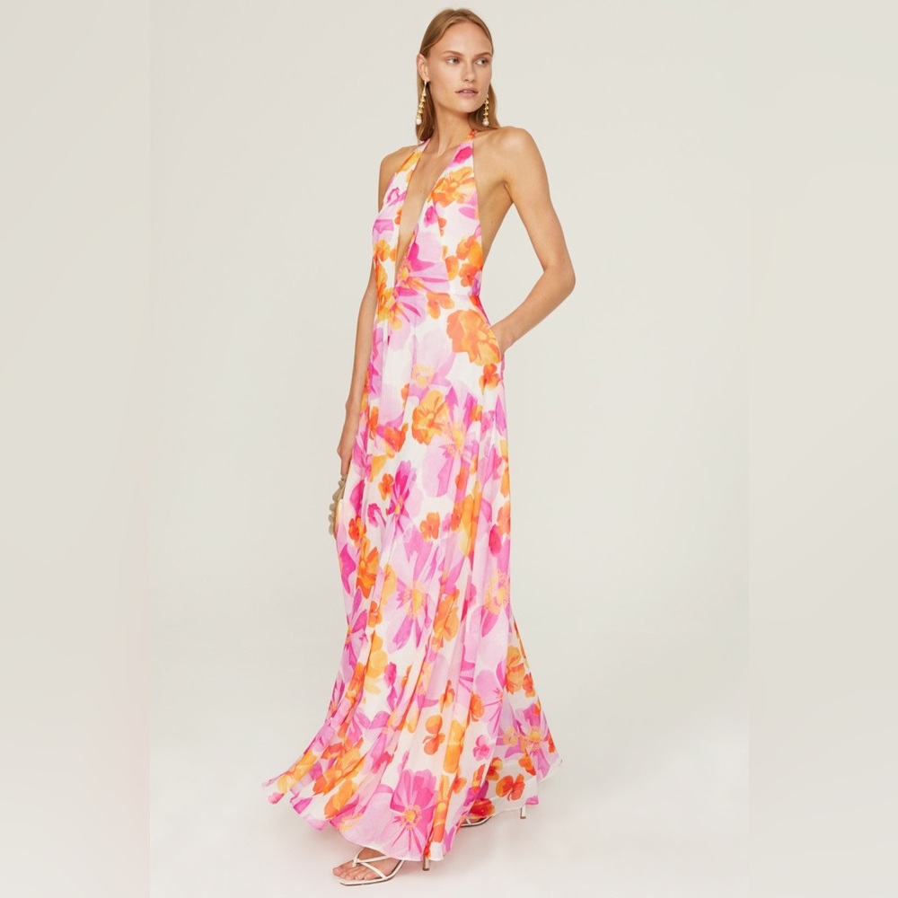 Sau Lee Juliana plunge neck wide leg jumpsuit